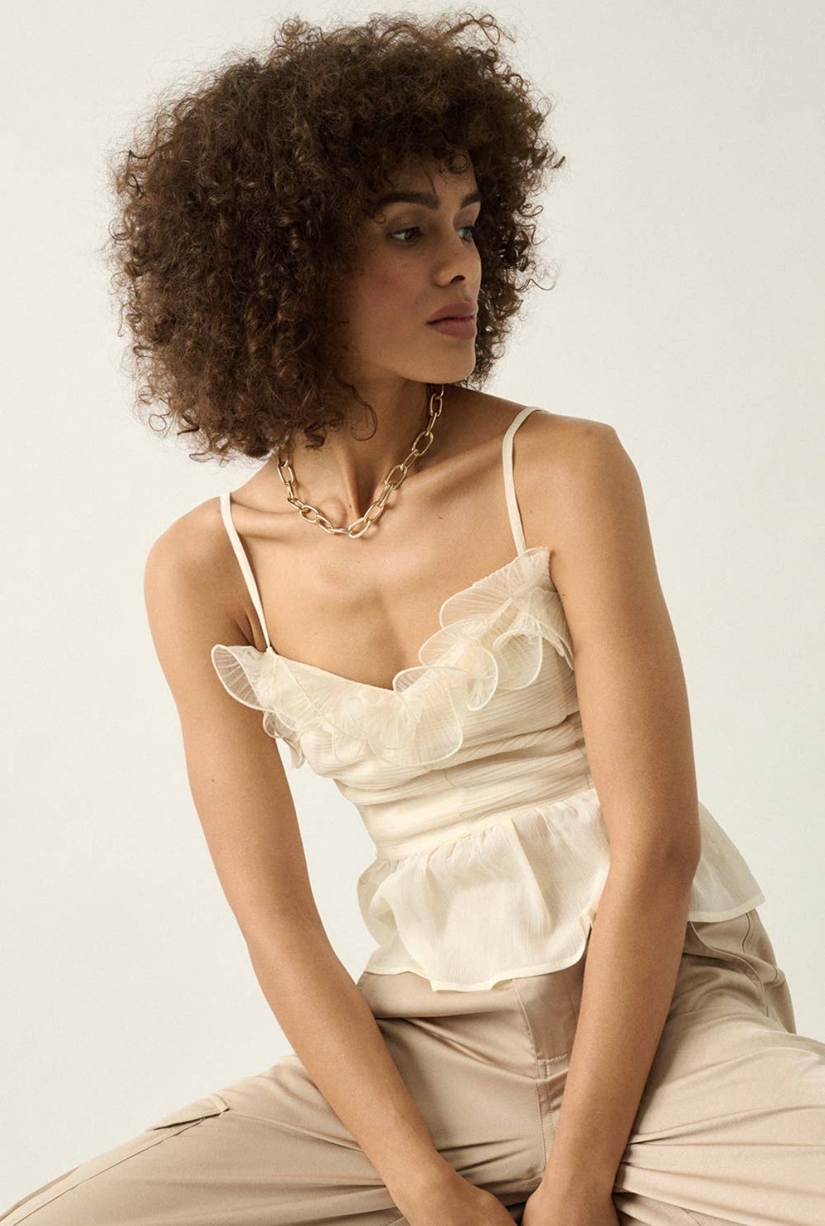 Ruffled Chiffon Peplum