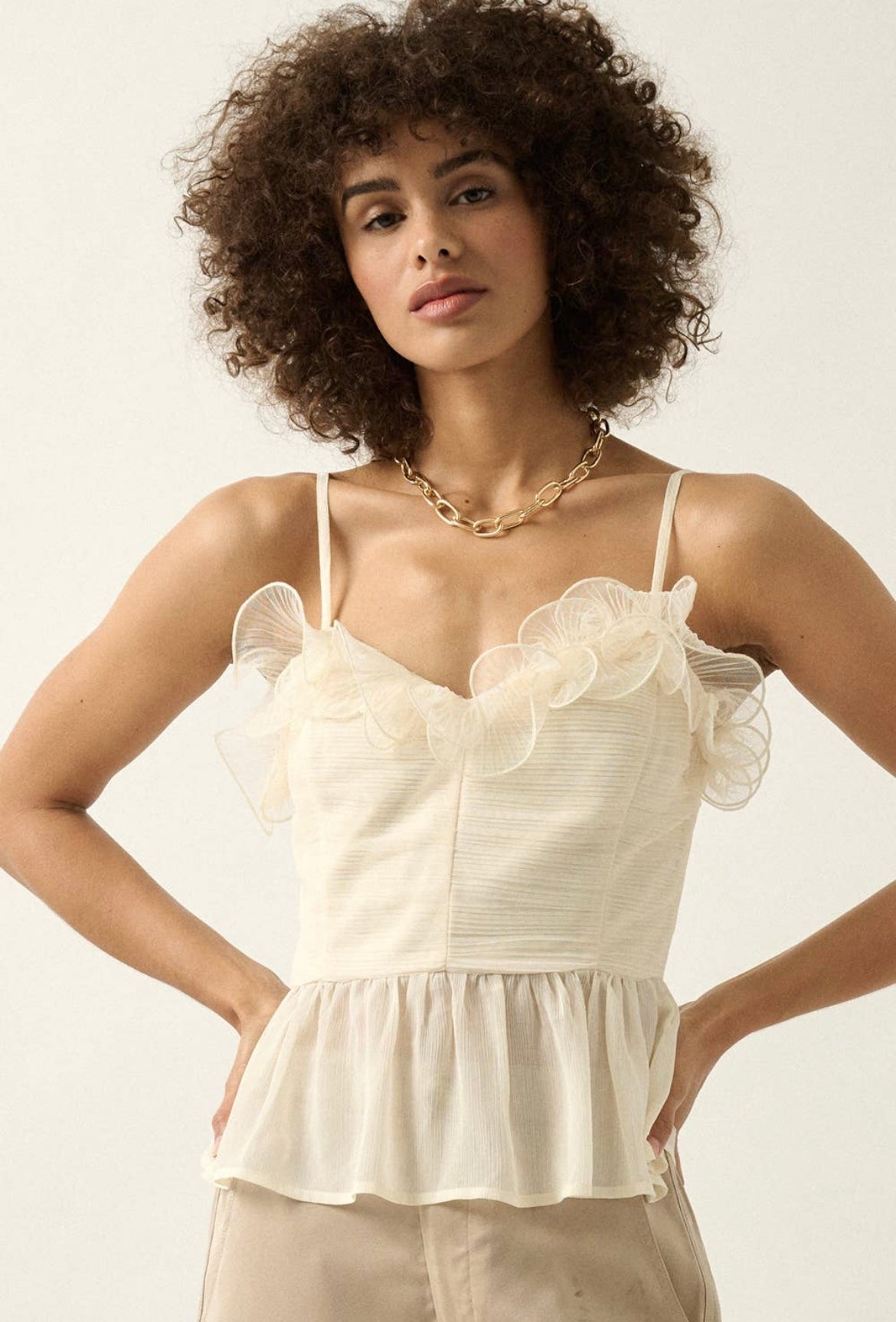 Ruffled Chiffon Peplum