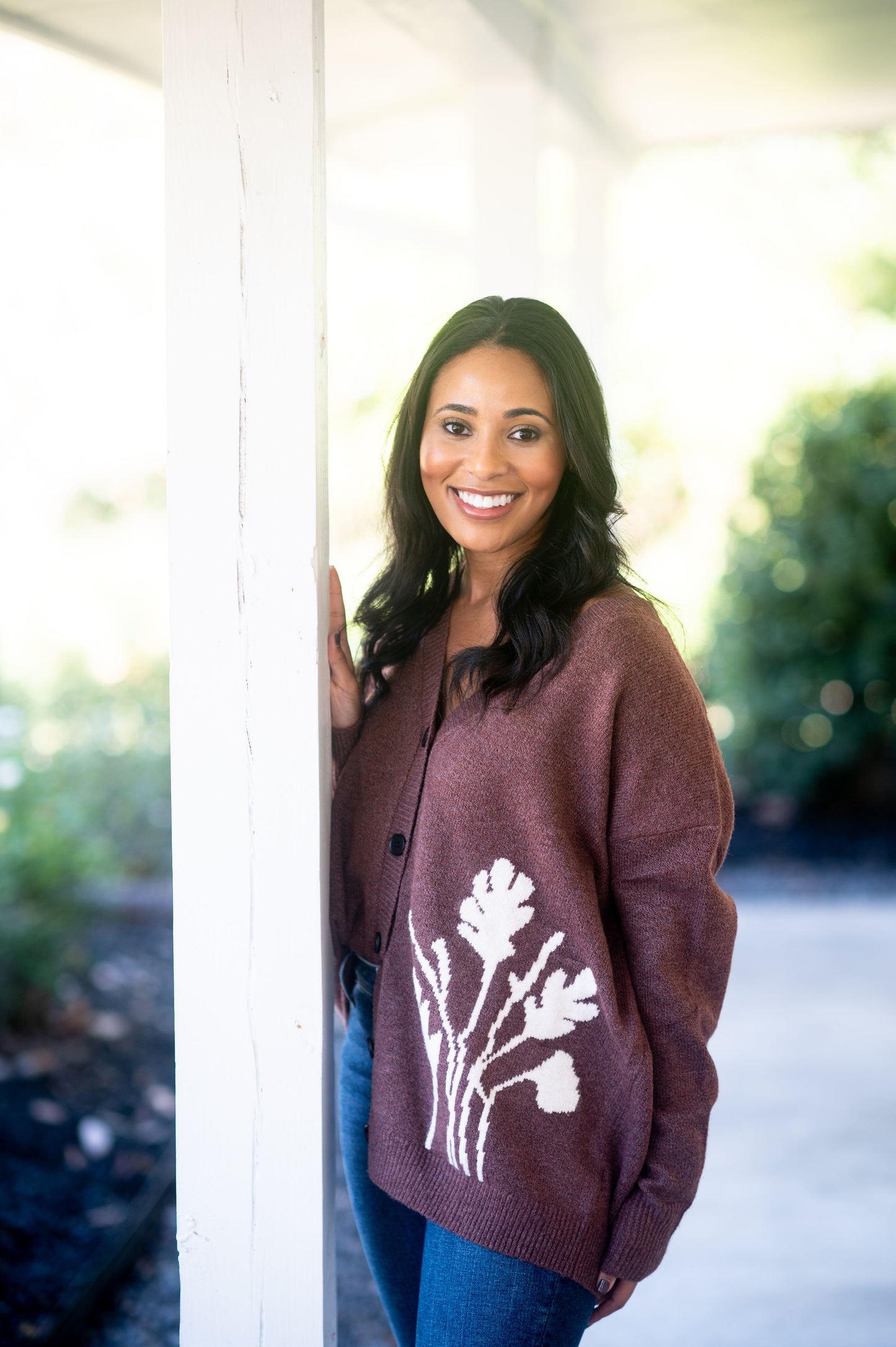 Floral Mahogany Cardigan