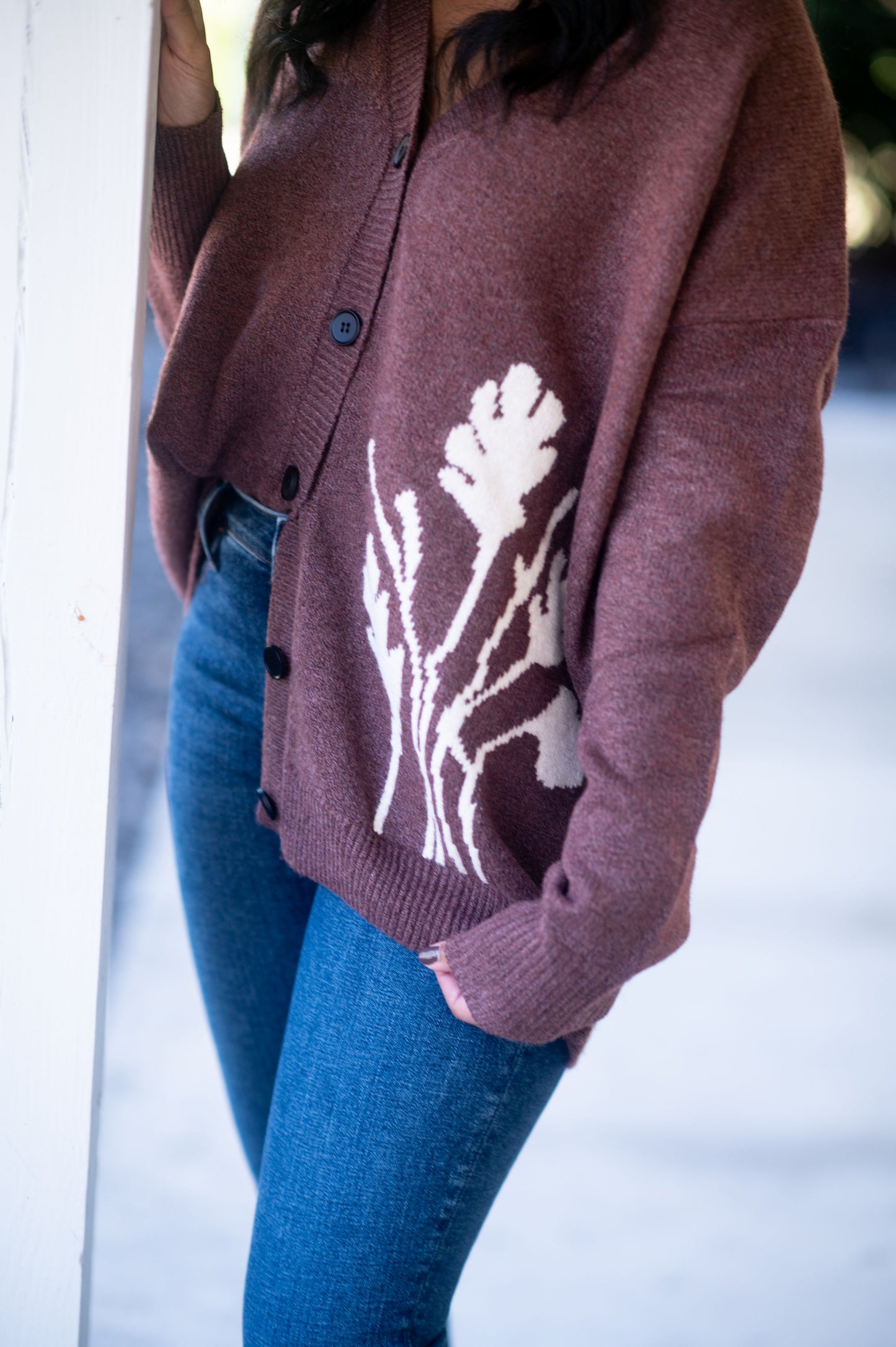 Floral Mahogany Cardigan