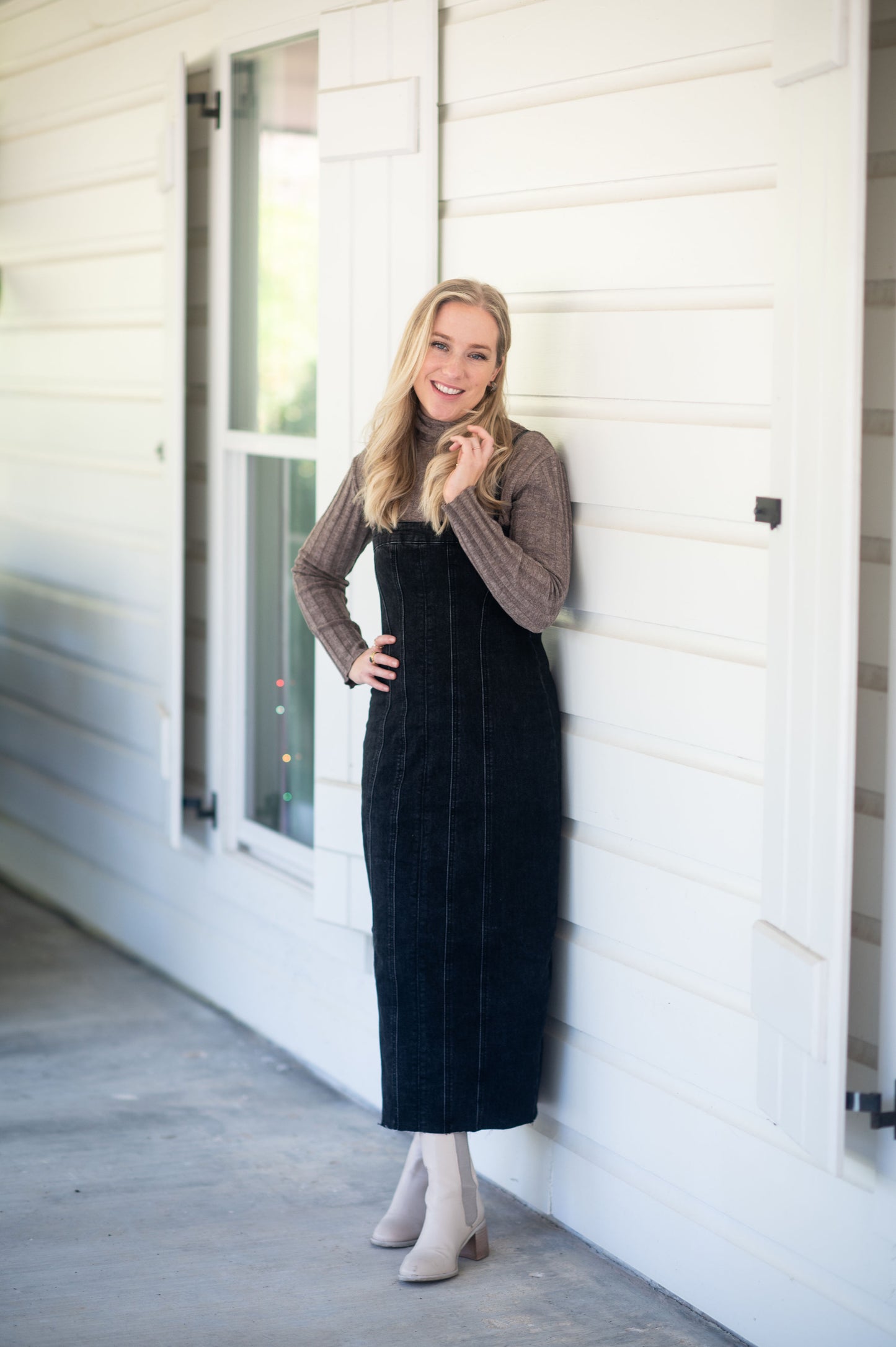 Washed Denim Midi Dress