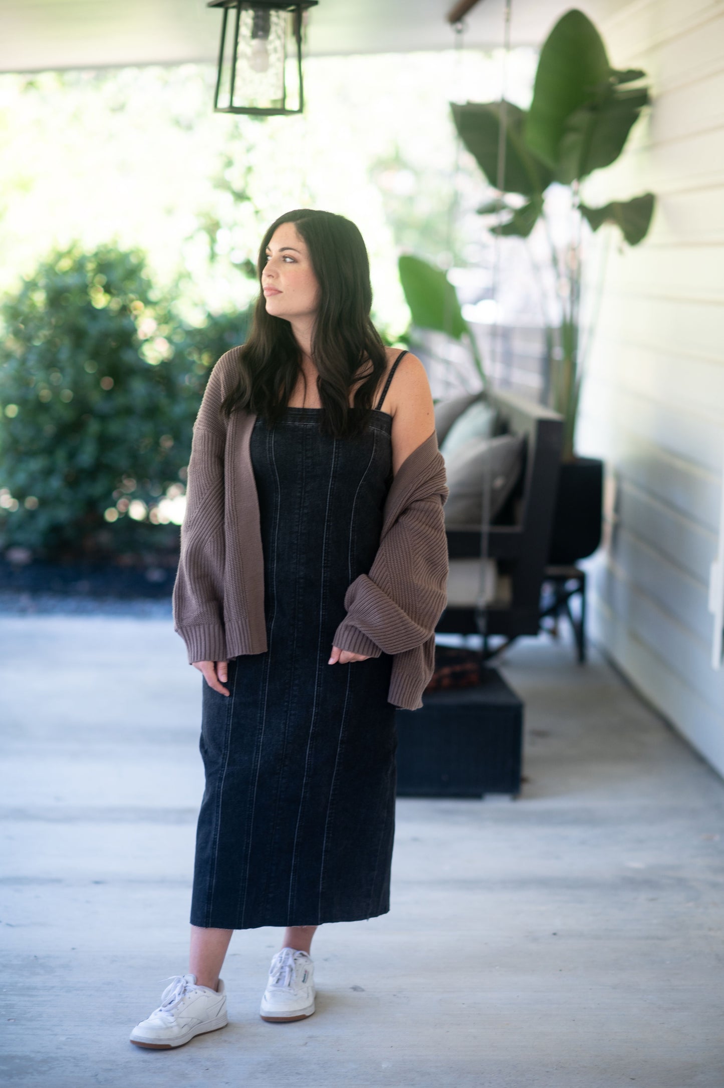 Washed Denim Midi Dress