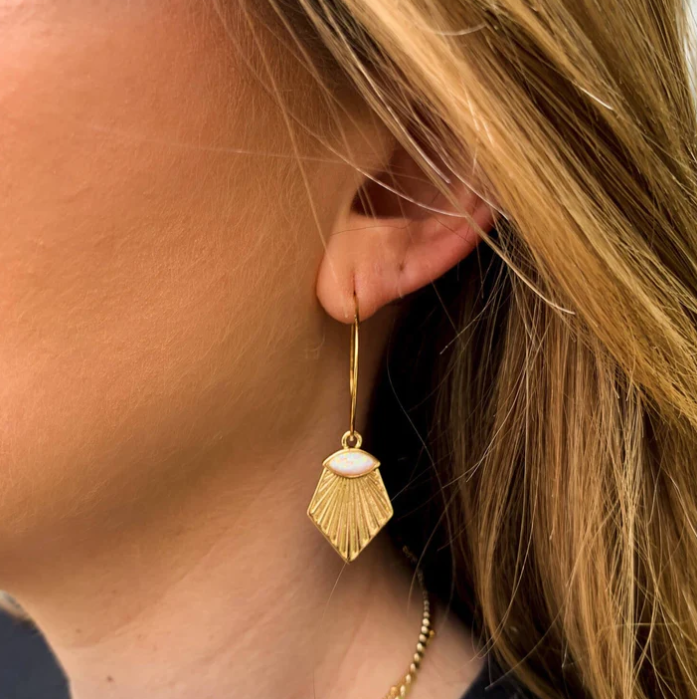 Opal Shield Hoops