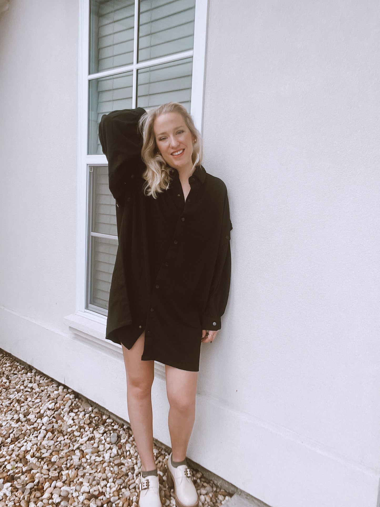 Shirt Dress with Detachable Sleeves