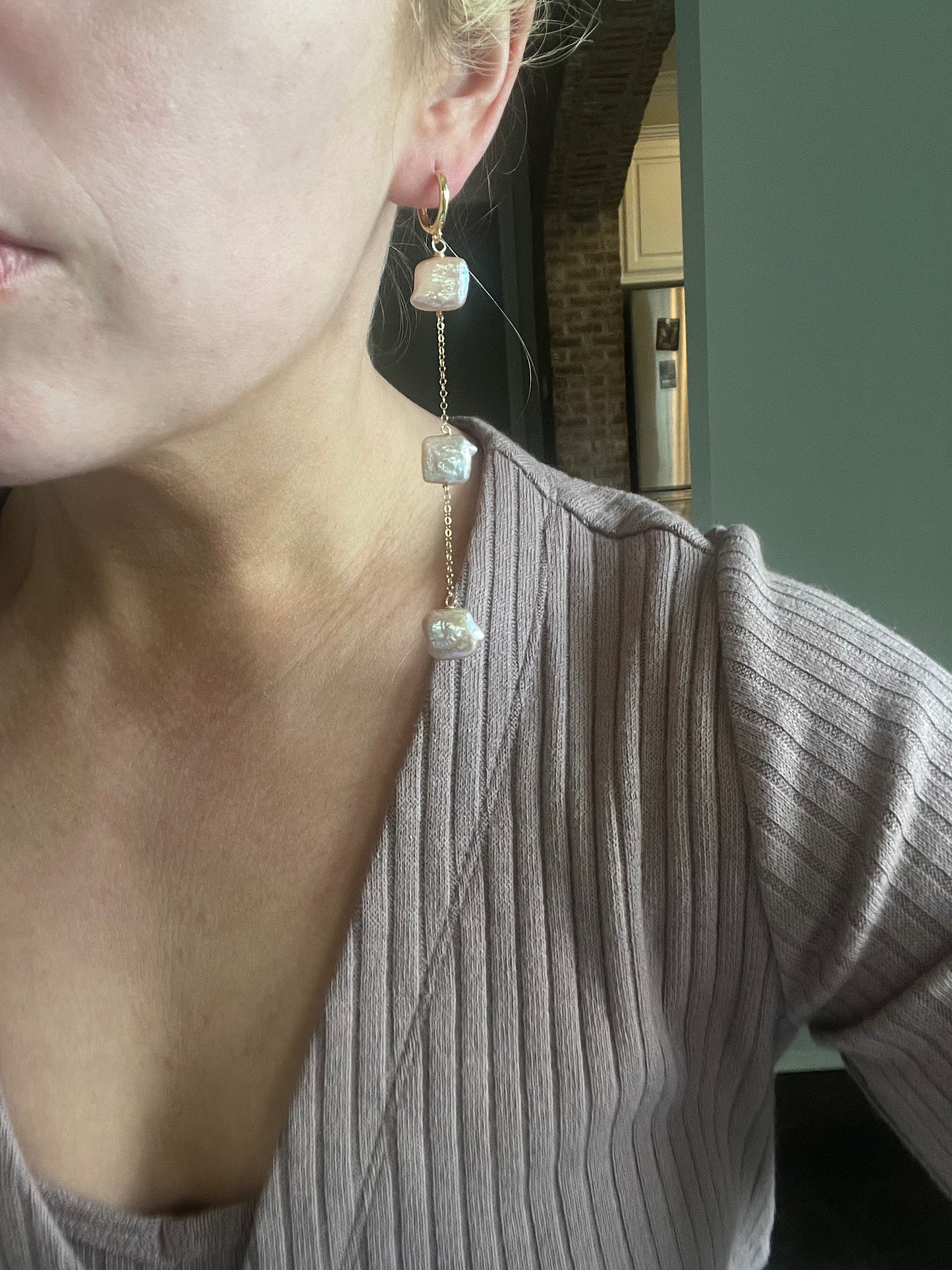 Triple Pearl Drop Earrings