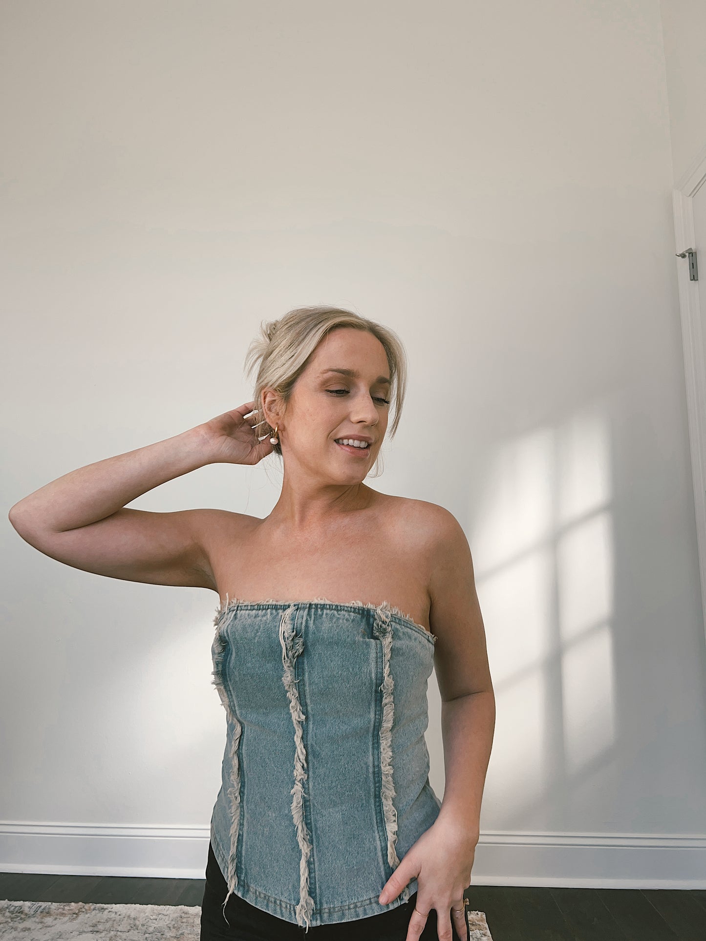 Fringed Denim Top