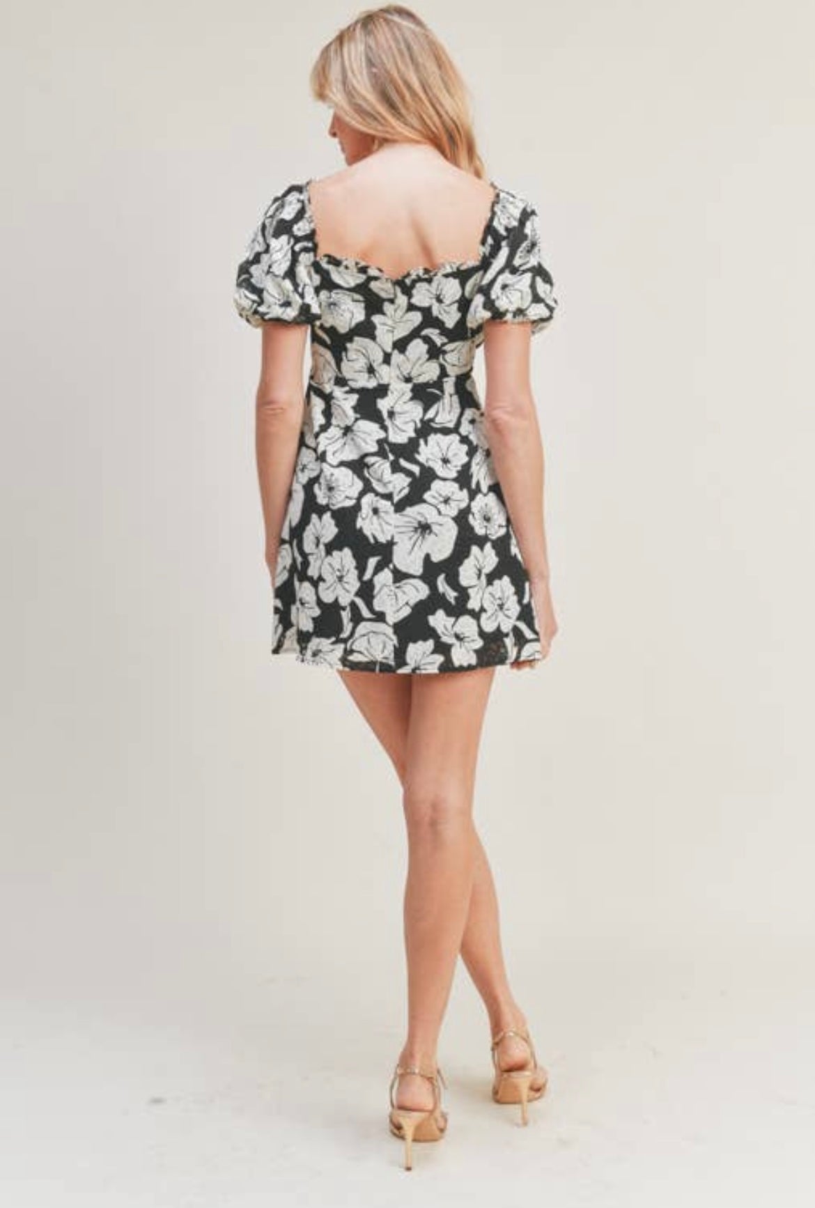 Black and Cream Floral Dress