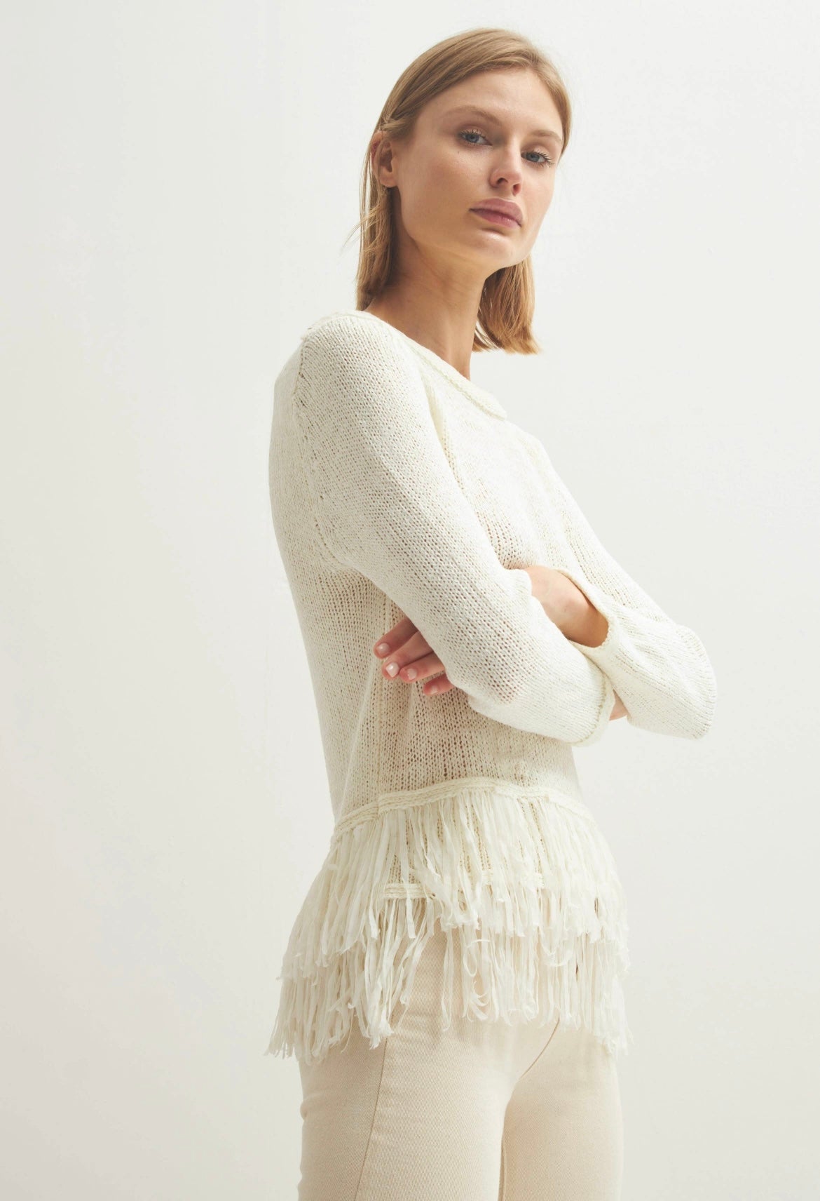 Sweater with fringe detail