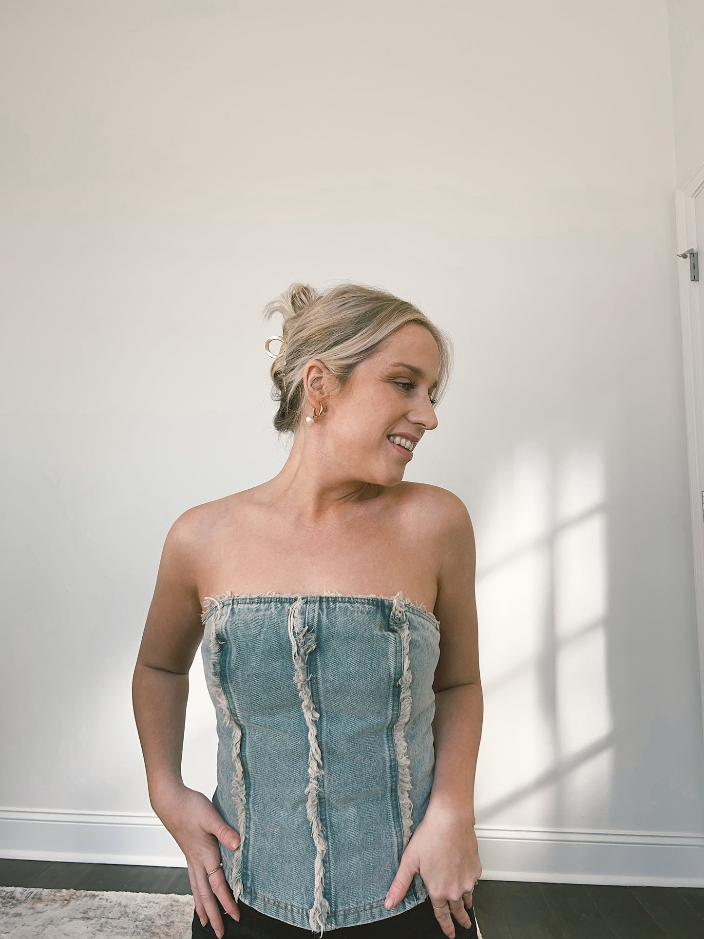 Fringed Denim Top
