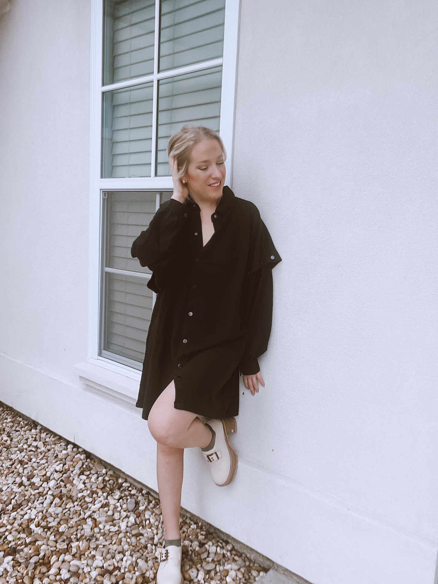 Shirt Dress with Detachable Sleeves