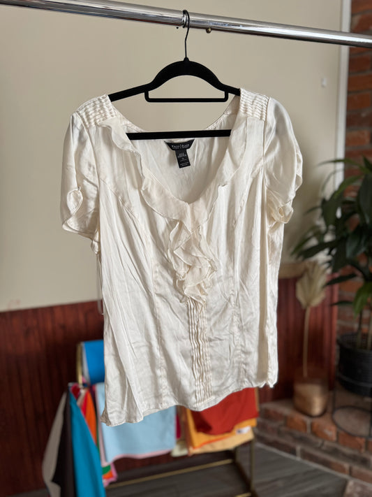 White Silk Frilly Blouse