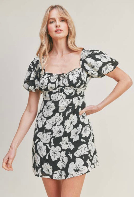 Black and Cream Floral Dress